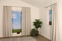 Freden is een linnenlook inbetween met een grove weving in beige en crème garens van ongelijke dikte