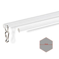 Luxe zeskantige kunststof trekstang in een lengte van 152 cm in transparant