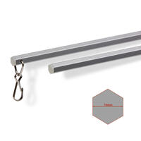 Luxe zeskantige aluminium trekstang in een lengte van 152 cm in de kleur grijs.