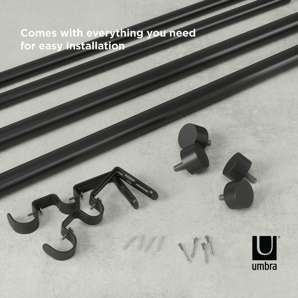 De Cappa gordijnroede van Umbra heeft een metalen finish waardoor deze modern en klassiek oogt