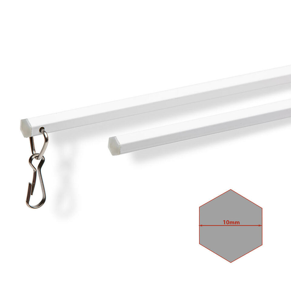 Luxe zeskantige aluminium trekstang in een lengte van 122 cm in de kleur wit