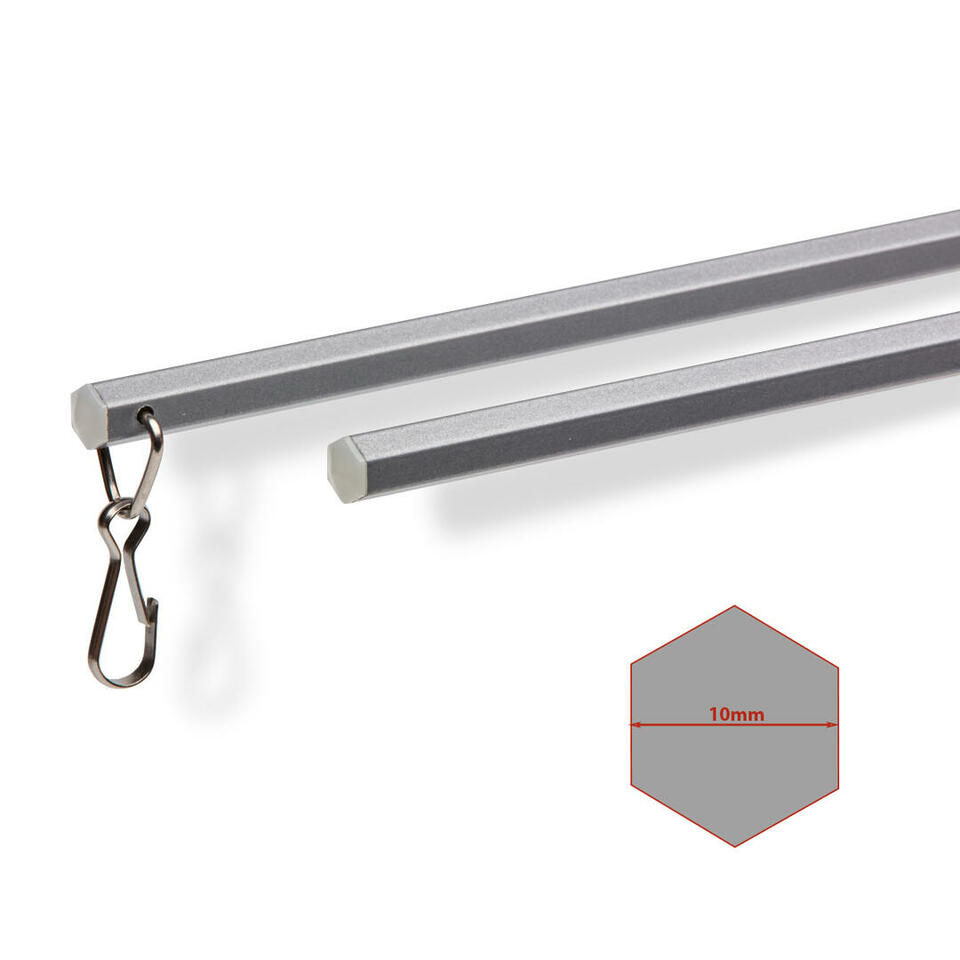 Luxe zeskantige aluminium trekstang in een lengte van 152 cm in de kleur grijs.