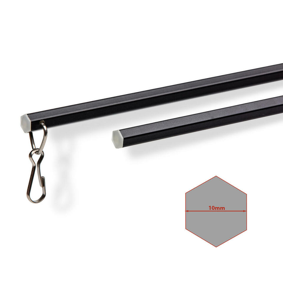 Luxe zeskantige aluminium trekstang in een lengte van 152 cm in de kleur zwart
